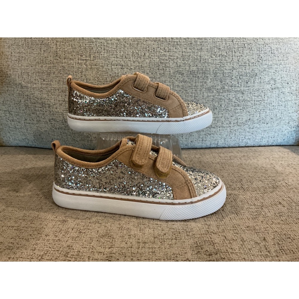 Wonder Nation Girls  Glitter Tan Suede Memory Foam Sneakers Sz 12 GTW45C072L